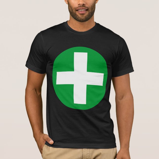 Camiseta Signo más en blanco con verde (Anverso)