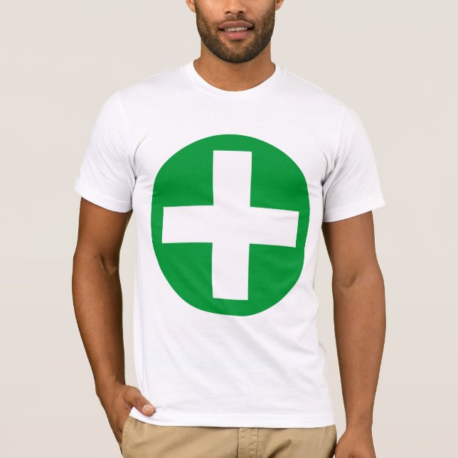 Camiseta Signo más en blanco con verde (Anverso)