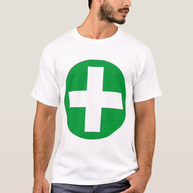 Camiseta Signo más en blanco con verde (Anverso)