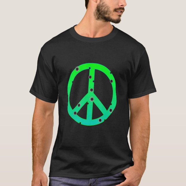 Camiseta Signo verde de paz con agujeros de bala para salva (Anverso)