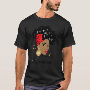 Camiseta Signo zodiacal Acuario Horóscopo Reina Afro Astrol