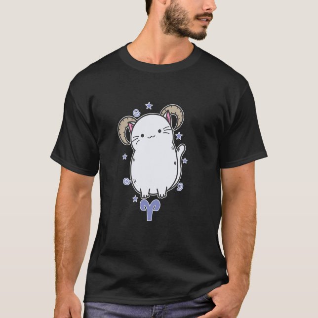Camiseta Signo zodiacal Aries de gato (Anverso)