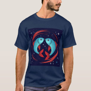 Camiseta Signo zodiacal de Piscis en un estilo artístico có