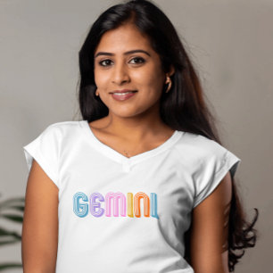 Camiseta signo zodiacal gemini cumpleaños moderno blanco si