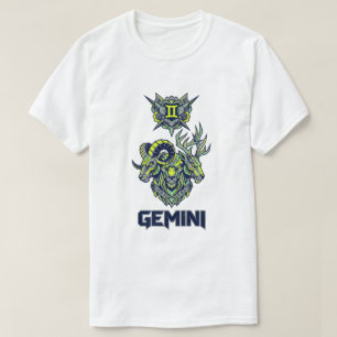 Camiseta Signo zodiacal Géminis Ciber Mecha Mecánica Bestia