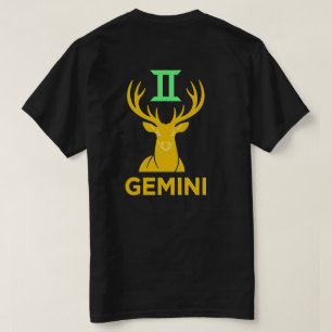 Camiseta Signo Zodiacal Géminis Minimalista Ciervo Dorado N