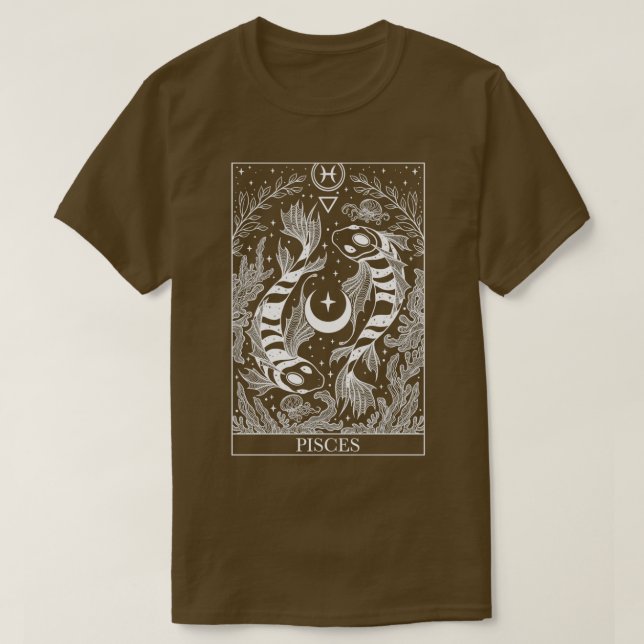 Camiseta Signo zodiaco tarjeta de tarot gótico oscuro Pisce (Diseño del anverso)
