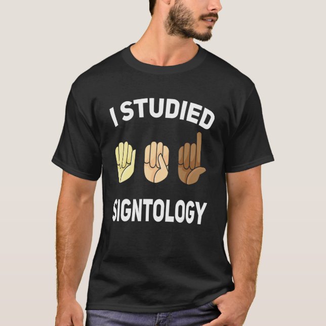 Camiseta Signtology Hand Sign Language ASL Hand gesture dea (Anverso)