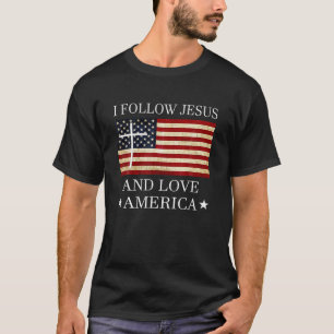 Camiseta Sigo a Jesús y amo a los Estados Unidos Patriotas