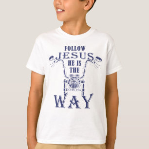 Camiseta Sigue a Jesús Él es el camino de la motocicleta cr