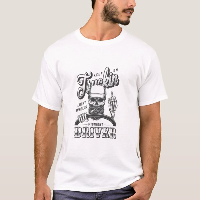 Camiseta Sigue Con Camión Camionero Medianoche (Anverso)