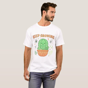 Camiseta Sigue Creciendo Cactus Lindo Gráfico Retro