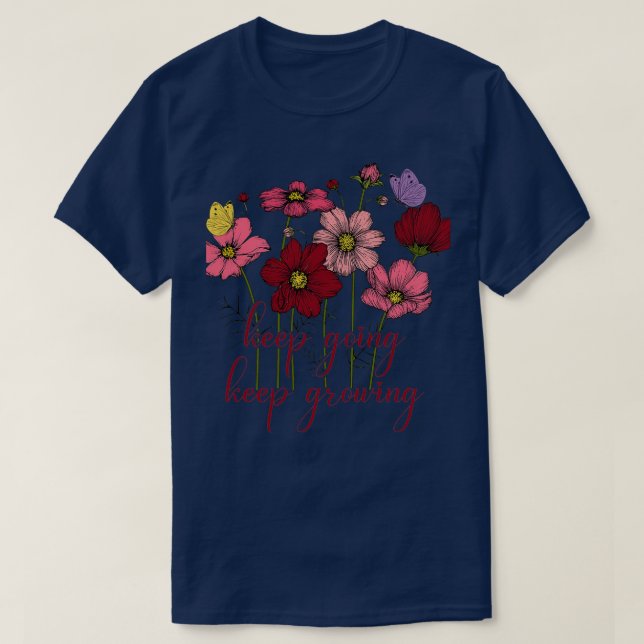 Camiseta Sigue Creciendo Flor Vintage (Diseño del anverso)