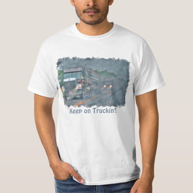 Camiseta "Sigue en camioneta". Granja de lluvia (Anverso)
