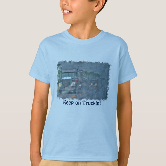 Camiseta "Sigue en camioneta". Granja de lluvia (Anverso)