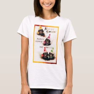 Camiseta Sigue en Smilin, gato negro, Louis Wain