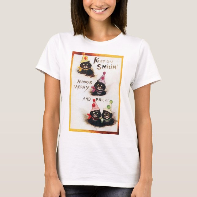 Camiseta Sigue en Smilin, gato negro, Louis Wain (Anverso)