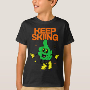 Camiseta Sigue esquiando, pulgares hacia arriba, pendiente 