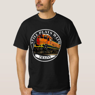 Camiseta Sigue jugando con el tren diesel negro Naranja de