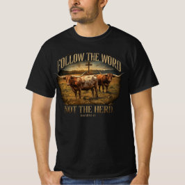 Camiseta Sigue la Palabra No la Manada Longhorn Cristiano