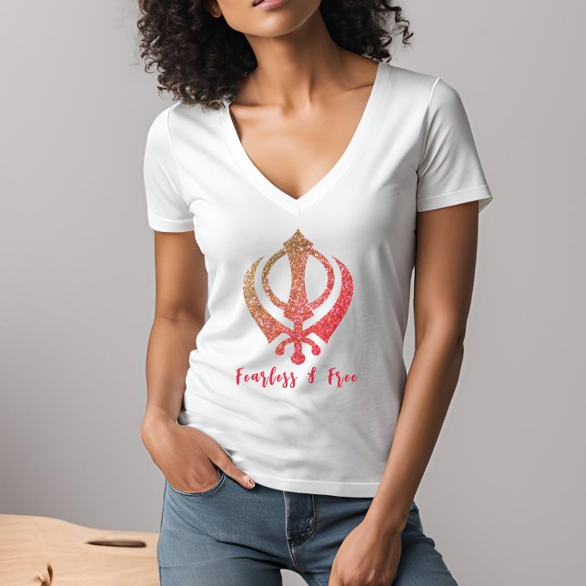 Camiseta Sikh Khanda "Sin miedo y libre" (Subido por el creador)