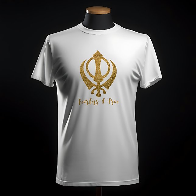 Camiseta Sikh Khanda "Sin miedo y libre" (Subido por el creador)