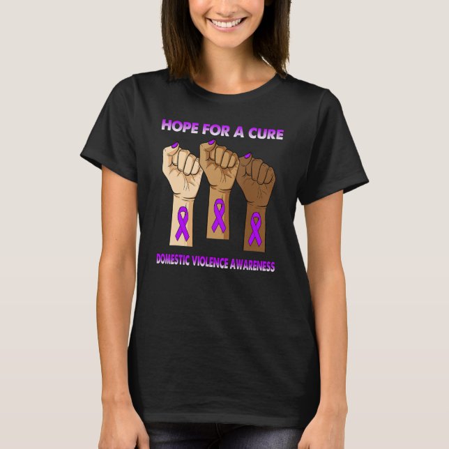 Camiseta Silence Hand Hope For A Cure Domestic Violence Awa (Anverso)