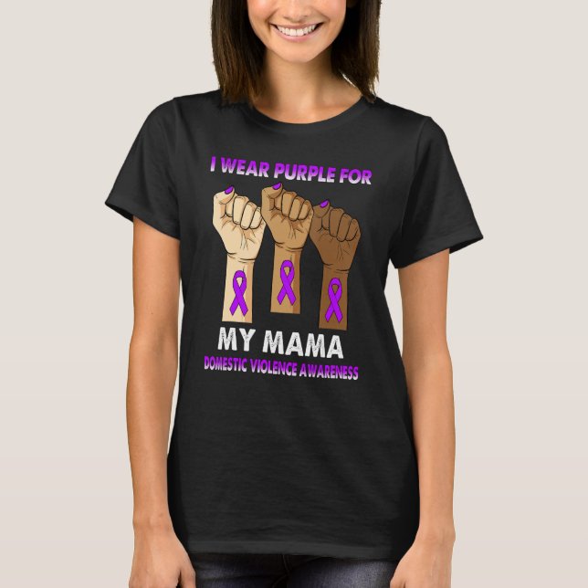 Camiseta Silence Hand I Wear Purple For My Mama Domestic Vi (Anverso)