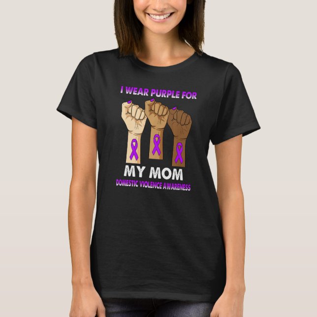 Camiseta Silence Hand I Wear Purple For My Mom Domestic Vio (Anverso)