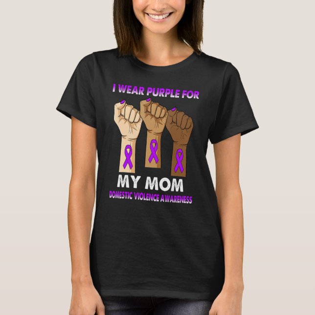 Camiseta Silence Hand I Wear Purple For My Mom Domestic Vio (Anverso)