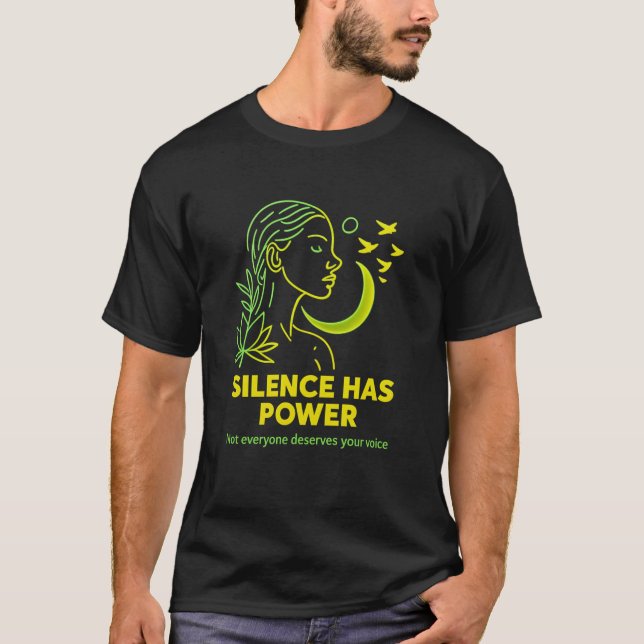 Camiseta SILENCE HAS POWER  - neon minimalist Basic T-Shirt (Anverso)