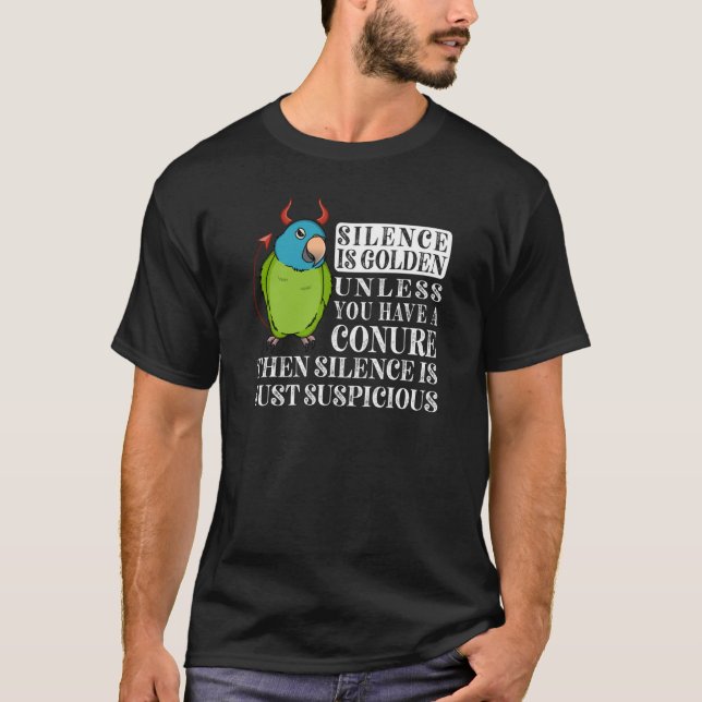 Camiseta Silence Is Golden Parrot I Blue crowned Conure (Anverso)