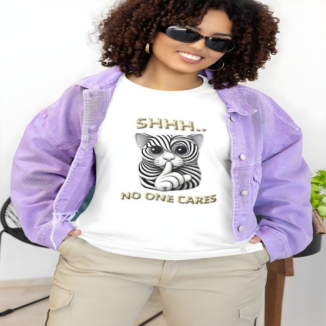 Camiseta Silencio caprichoso gatos a rayas cebra mordaz (Subido por el creador)
