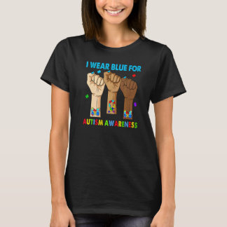 Camiseta Silencio Mano Llevo Azul Para Conciencia del Autis