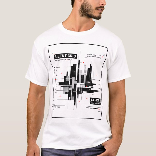 Camiseta Silent Grid | Tactical Minimal Tech Grid Streetwea (Anverso)