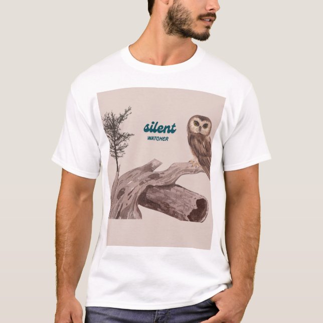 Camiseta Silent Watcher – Aesthetic Owl Nature Illustration (Anverso)
