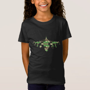 Camiseta Silhouett de aviones de combate de caza de camufla