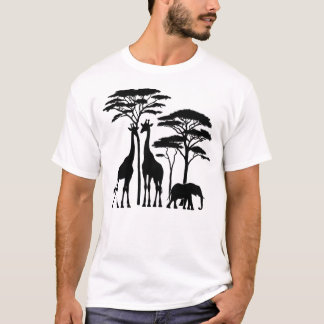 Camiseta Silhouette africana de safari - jirafas, elefante