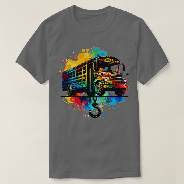 Camiseta Silhouette Artística De Un Autobús Escolar 1 (Diseño del anverso)