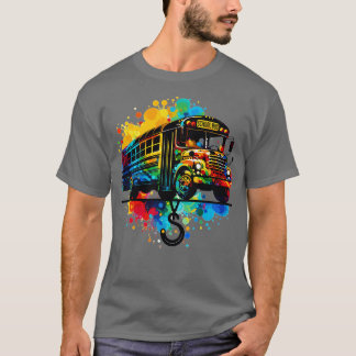 Camiseta Silhouette Artística De Un Autobús Escolar 1