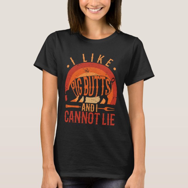 Camiseta Silhouette Bbq Grill Me Gusta El Cerdo Y No Puedo (Anverso)