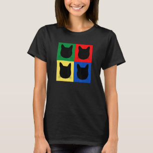Camiseta Silhouette Black Cat Head Squares Tabby Dad Mom