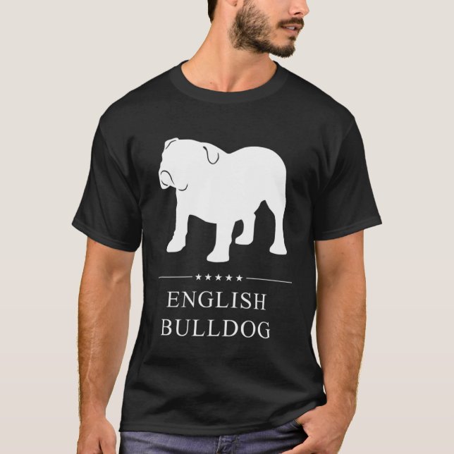 Camiseta Silhouette blanca de Bulldog inglés (Anverso)
