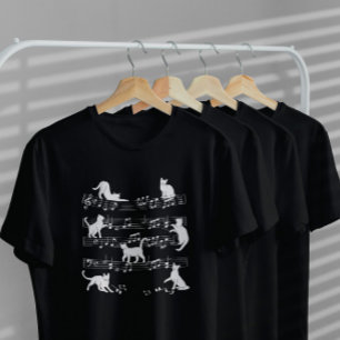 Camiseta Silhouette Cat de hoja de música
