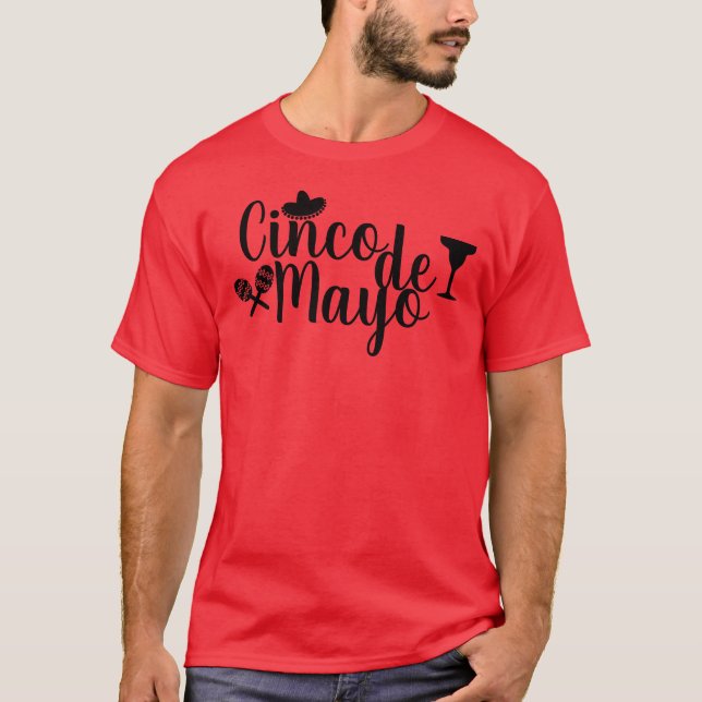 Camiseta Silhouette Cinco de Mayo Margarita Sombrero (Anverso)