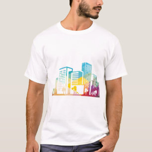 Camiseta silhouette cityscape edificio icono color ciudad