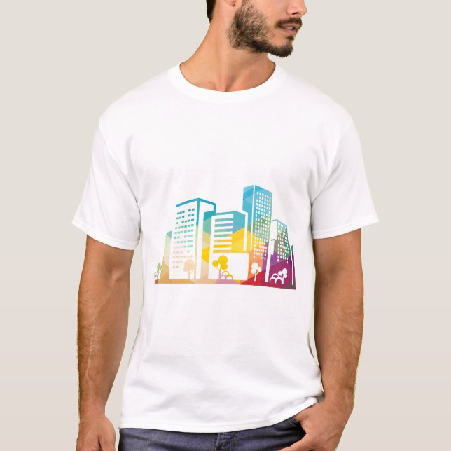 Camiseta silhouette cityscape edificio icono color ciudad (Anverso)