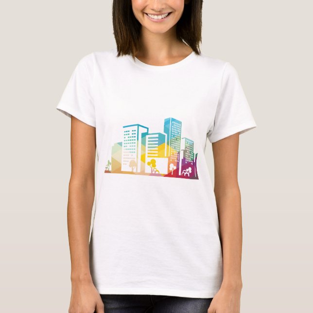 Camiseta silhouette cityscape edificio icono color ciudad (Anverso)