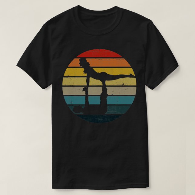 Camiseta Silhouette De Acroyoga En Una Estrella Retro Moles (Diseño del anverso)