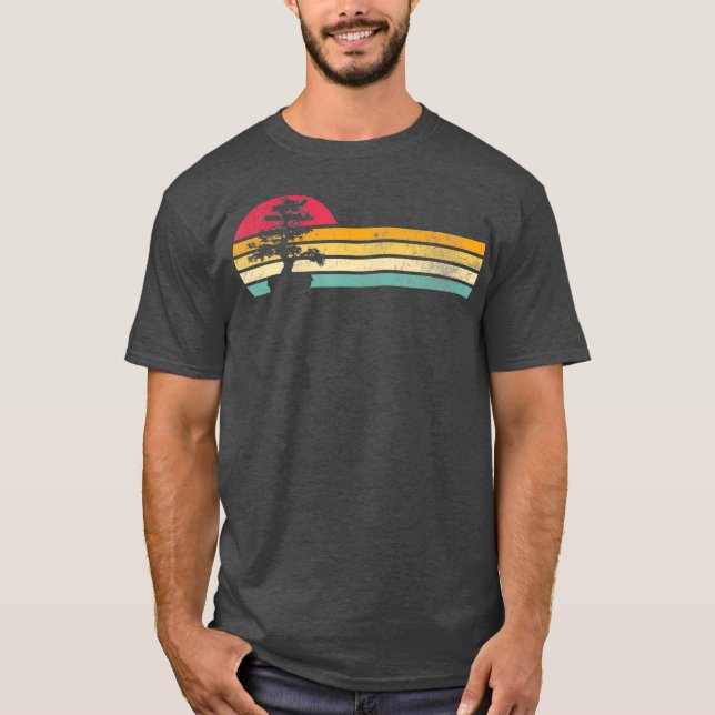 Camiseta Silhouette de árbol Bonsai retro estropeada (Anverso)